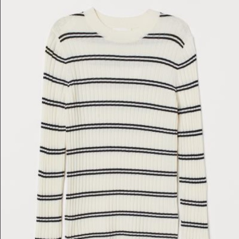 H&M Double Striped Ribbed Pullover Sweater